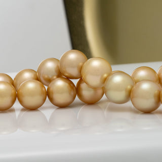 15.0-17.7 mm Round Golden South Sea Pearl Necklace