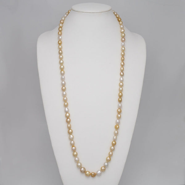 7.8–11.1 mm mixed South Sea keshi pearl and diamond necklace on bust