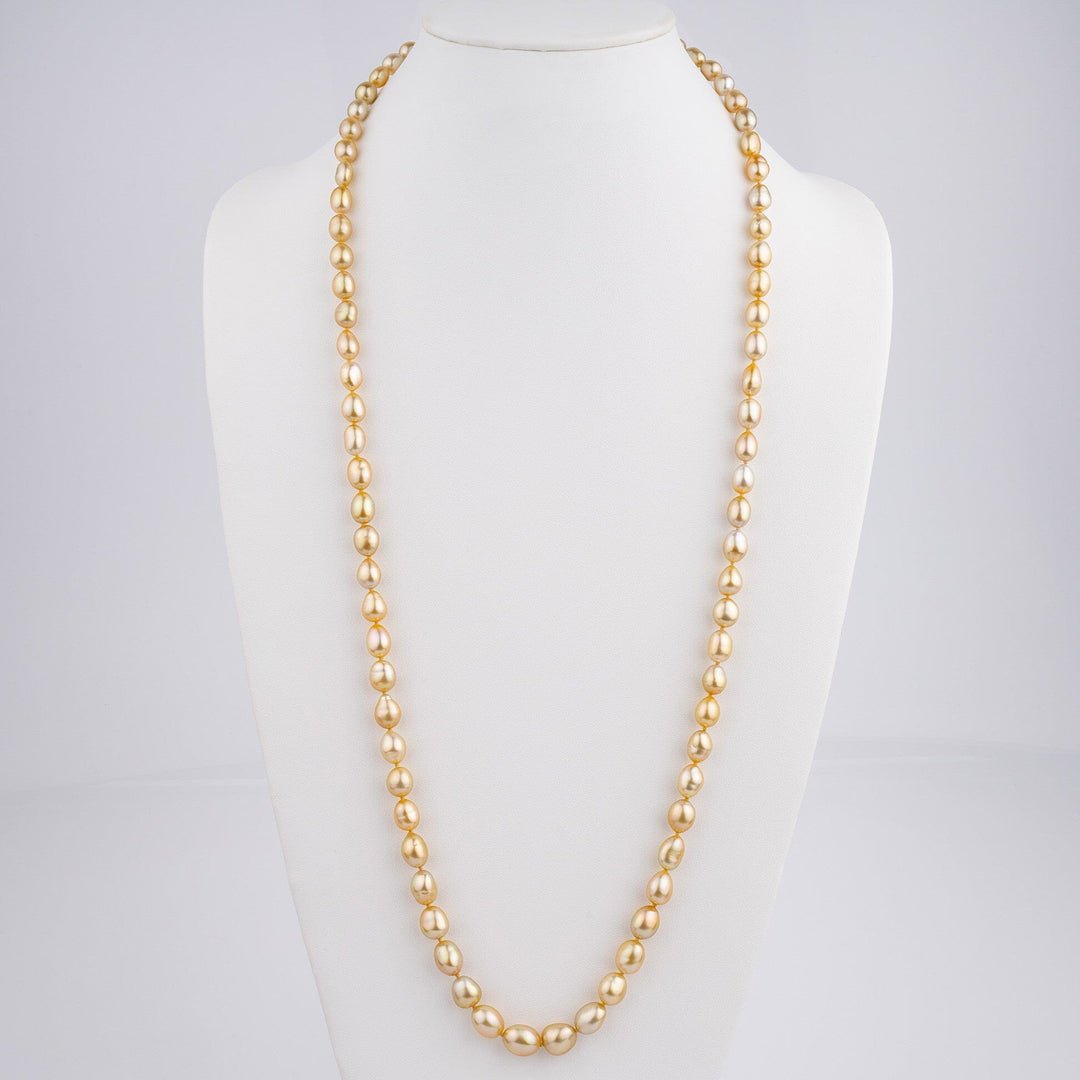 6.1–10.2 mm Golden South Sea Keshi Pearl Necklace bust