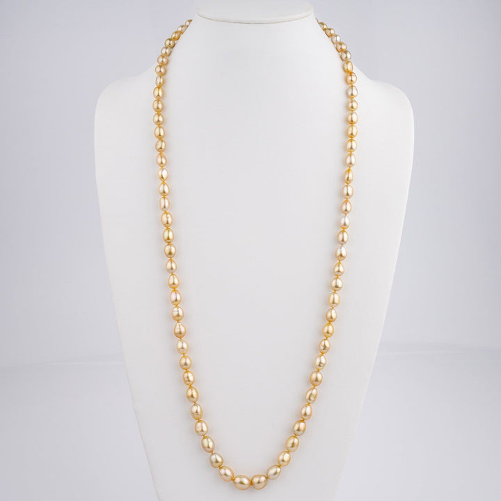 6.1–10.2 mm Golden South Sea Keshi Pearl Necklace bust