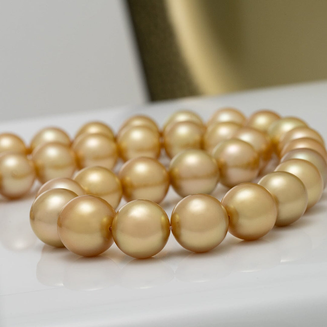 11.0–12.6 mm round golden South Sea pearl necklace