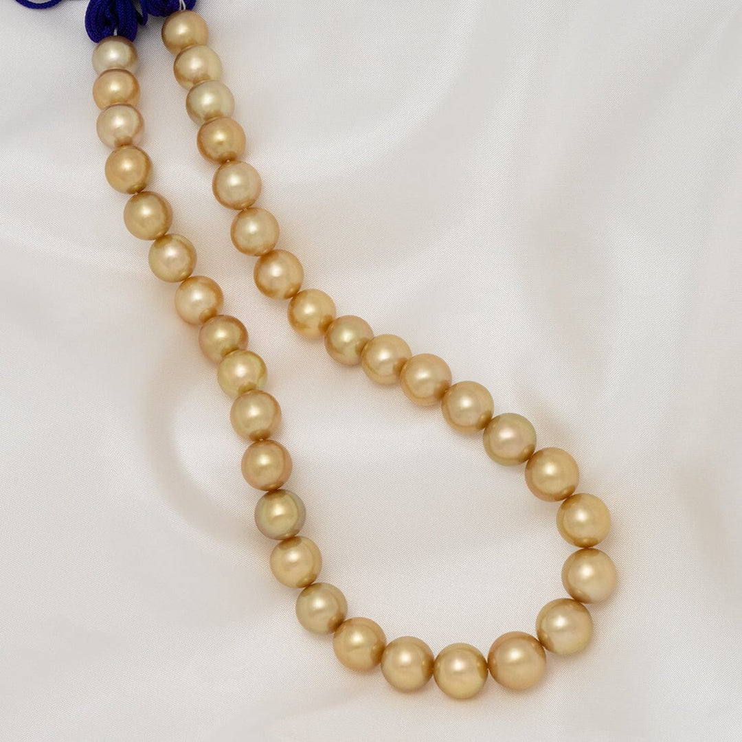 11.0–12.6 mm round golden South Sea pearl necklace