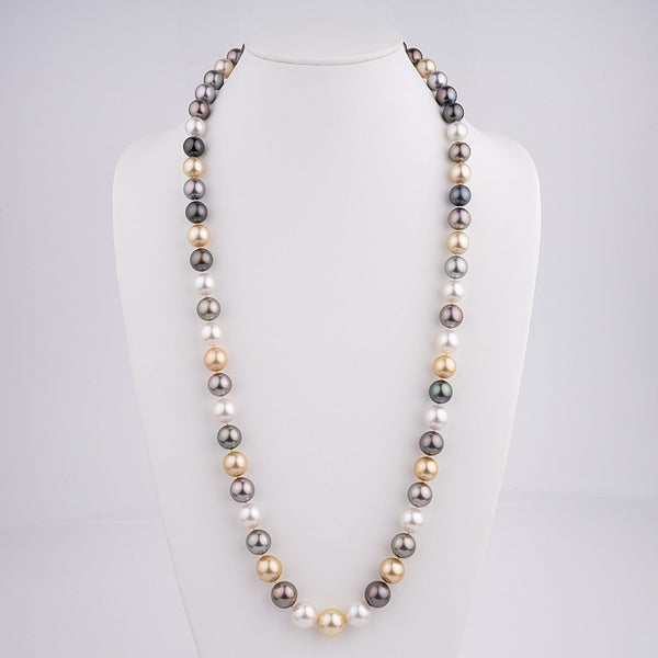 Assael Collection: 11.1–14.9 mm Round South Sea and Tahitian Multicolor Pearl Necklace on bust