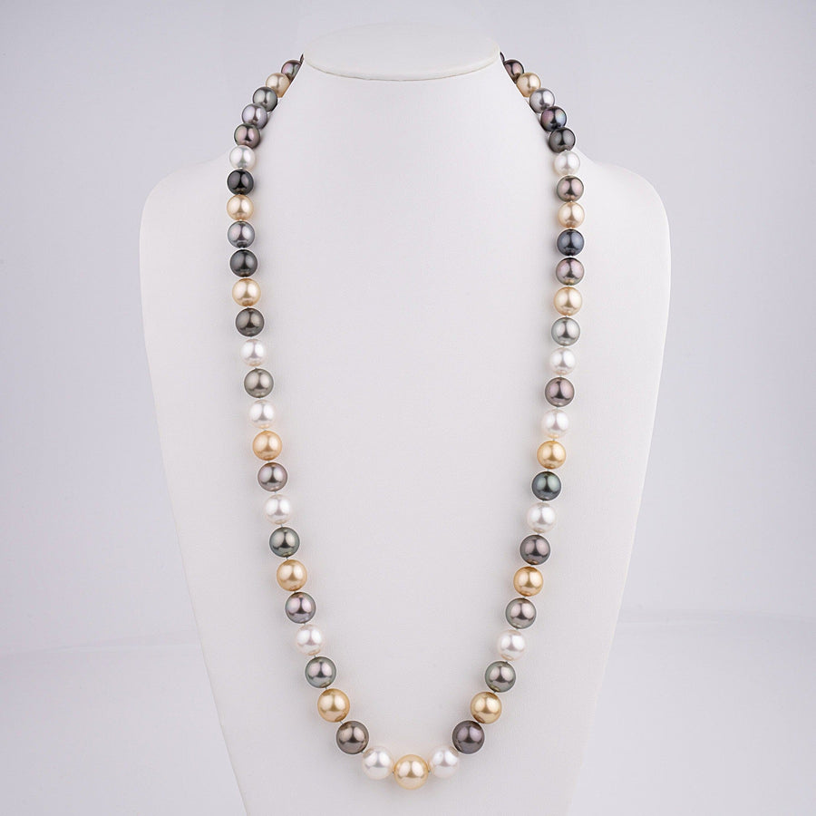 Assael Collection: 11.1–14.9 mm Round South Sea and Tahitian Multicolor Pearl Necklace on bust