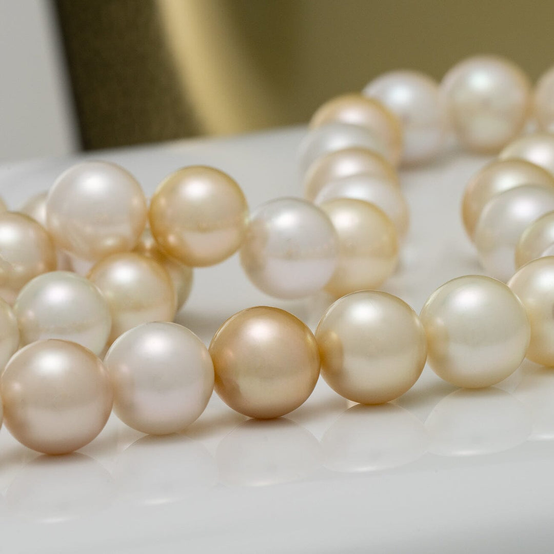 12.3–15.5 mm round multicolor South Sea pearl necklace