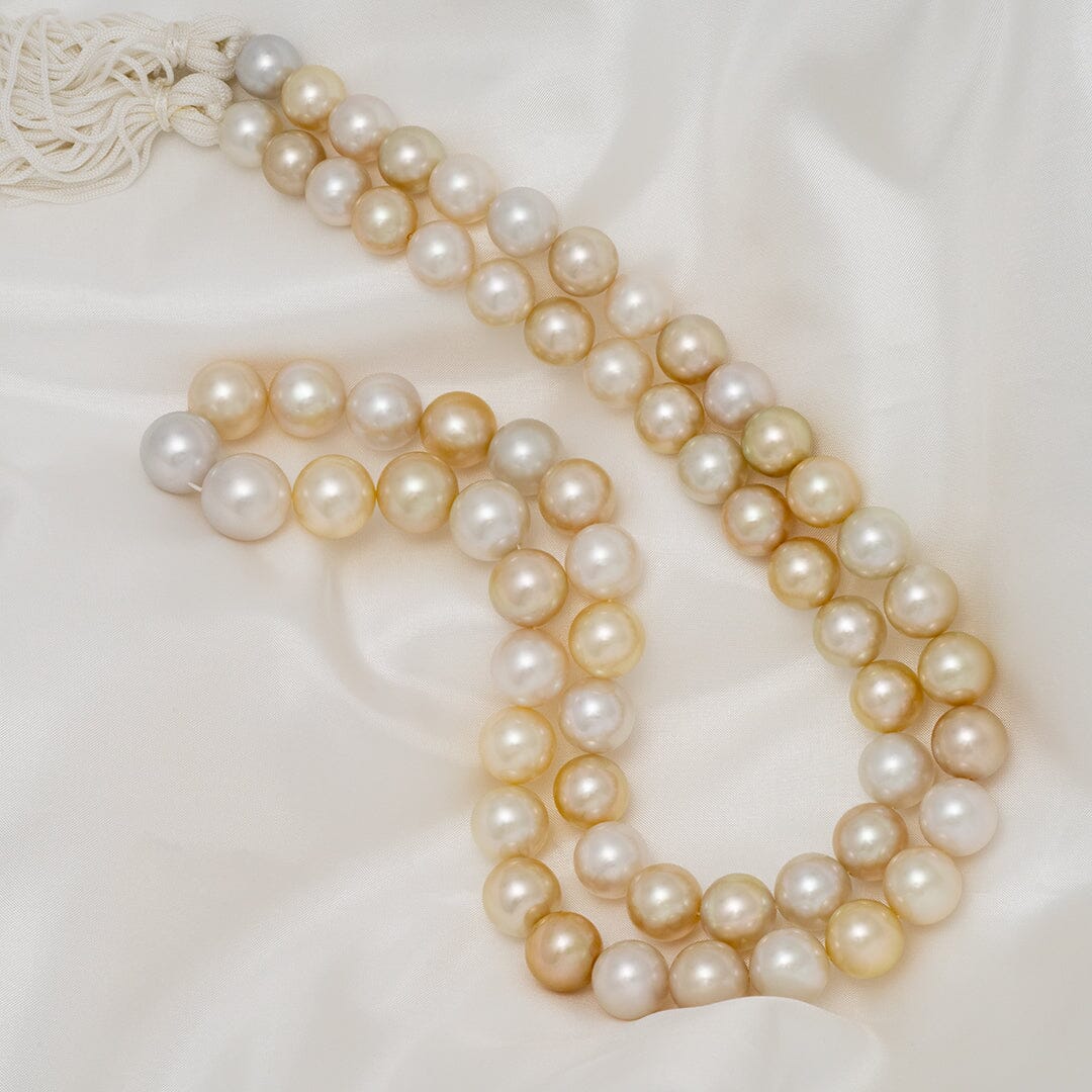 12.3–15.5 mm round multicolor South Sea pearl necklace