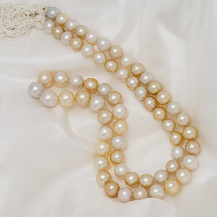 12.3–15.5 mm round multicolor South Sea pearl necklace