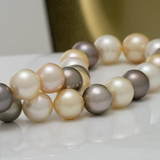 12.0–14.3 mm round multicolor South Sea and Tahitian pearl necklace
