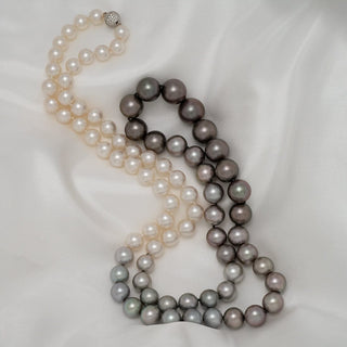 8.6–15.1 mm Round White South Sea and Tahitian Ombre Pearl Necklace