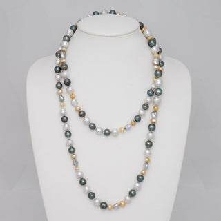 7.0–13.1 mm South Sea and Tahitian baroque &amp; keshi pearl necklace on bust