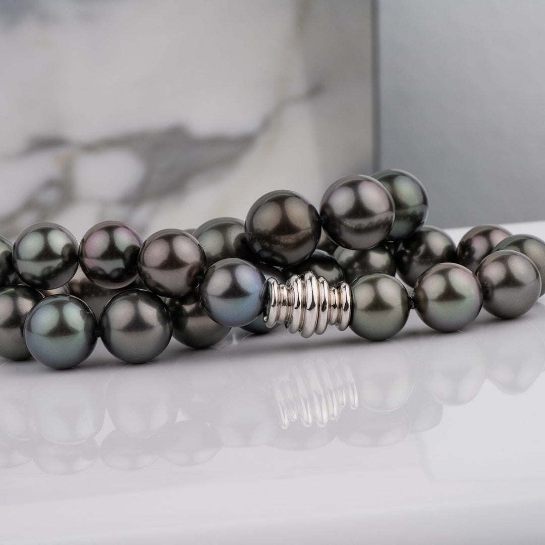 11.1-14.1 mm Round Tahitian Pearl Necklace with 18K white gold