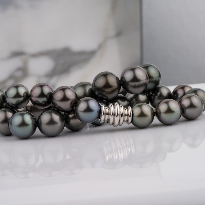 11.1-14.1 mm Round Tahitian Pearl Necklace with 18K white gold