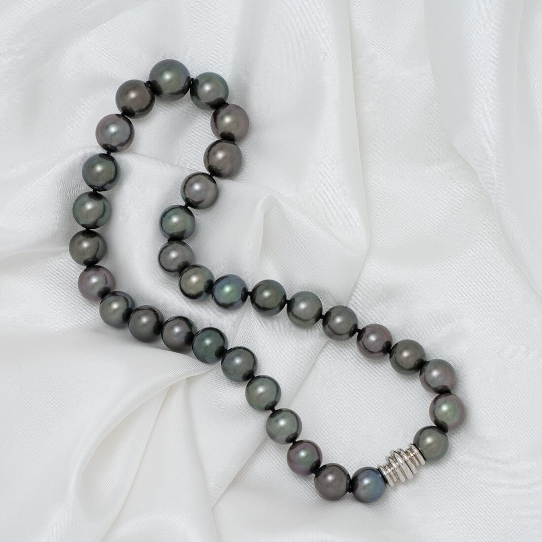 11.1-14.1 mm Round Tahitian Pearl Necklace with 18K white gold