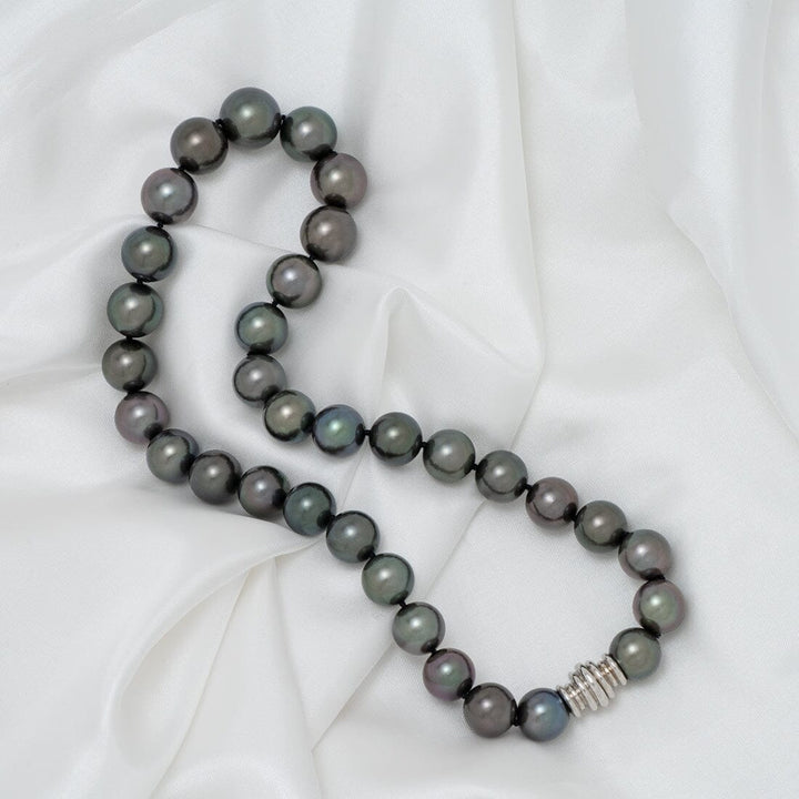 11.1-14.1 mm Round Tahitian Pearl Necklace with 18K white gold