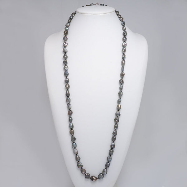 Assael Collection: 10.0-13.2 mm Tahitian Keshi Pearl and Diamond Necklace, 36.5 inches