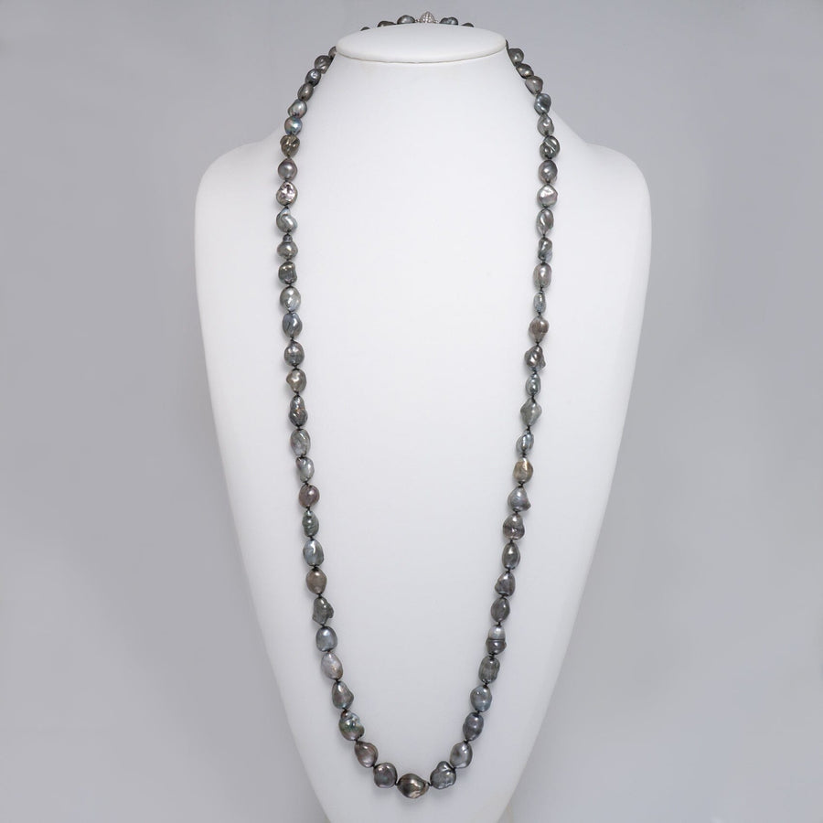 Assael Collection: 10.0-13.2 mm Tahitian Keshi Pearl and Diamond Necklace, 36.5 inches