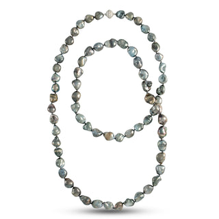 Assael Collection: 10.0-13.2 mm Tahitian Keshi Pearl and Diamond Necklace, 36.5 inches