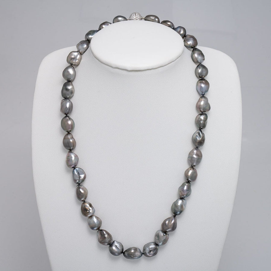 Assael Collection: 10.2-11.0 mm Tahitian Keshi Pearl and Diamond Necklace, 18.25 inches