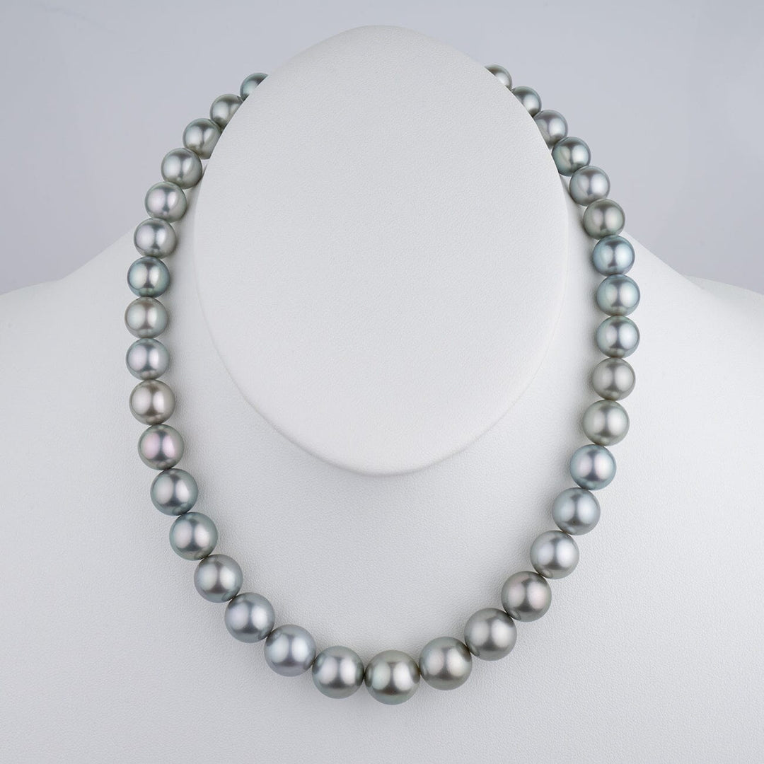 10.0-13.5 mm Round Tahitian Pearl Necklace on bust