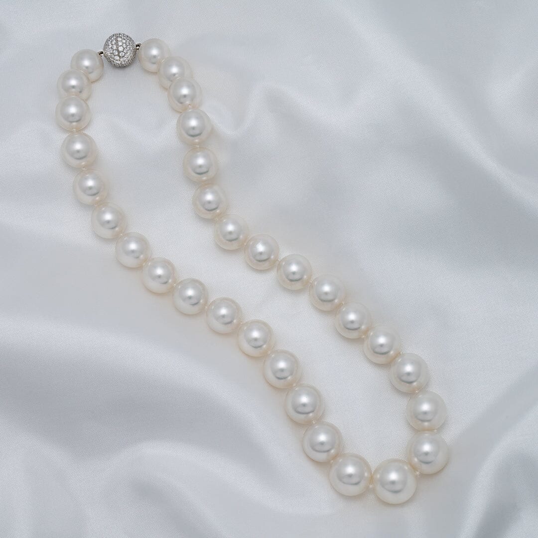 Round White South Sea Pearl Necklace 12.0–15.0 mm