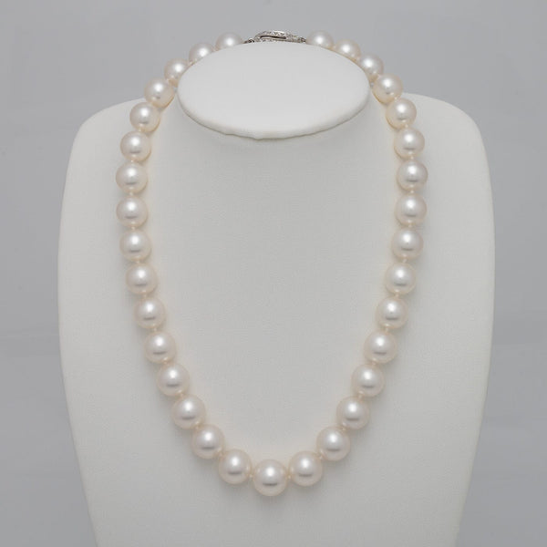 11.0-13.0 mm AAA White South Sea Round Pearl Necklace on bust
