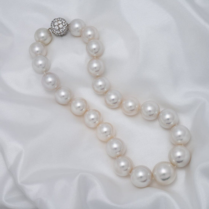 16.0–20.0 mm round South Sea pearl and diamond necklace 