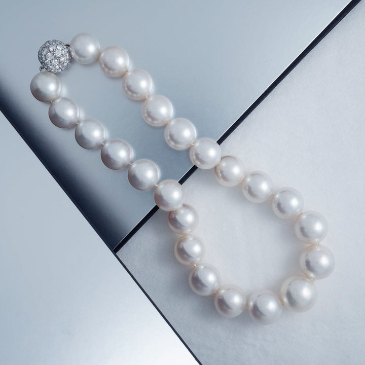 16.0–19.6 mm round South Sea pearl and diamond necklace