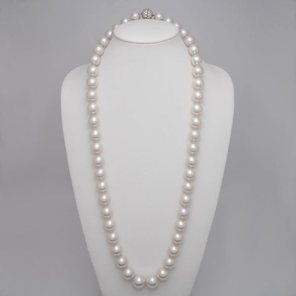 15.0-18.5 mm Round White South Sea Pearl Necklace, 34.25 inches