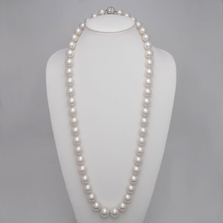 15.0-18.5mm Round White South Sea Pearl Necklace, 34.25 inches