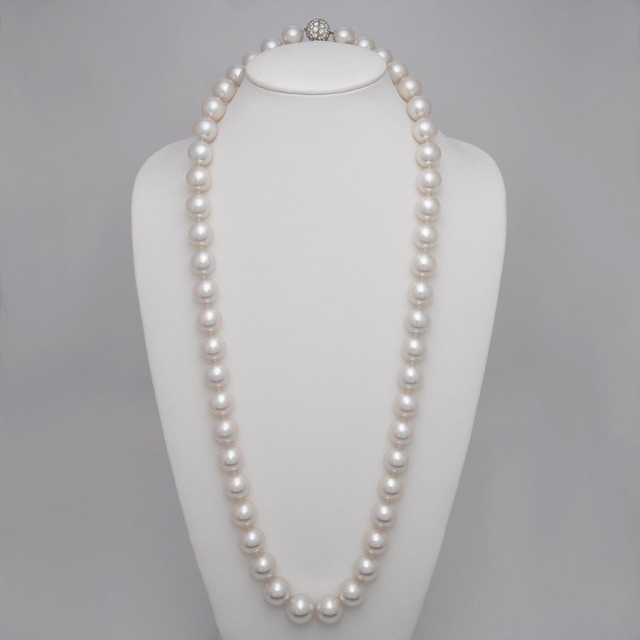 15.0-18.5 mm Round White South Sea Pearl Necklace, 34.25 inches