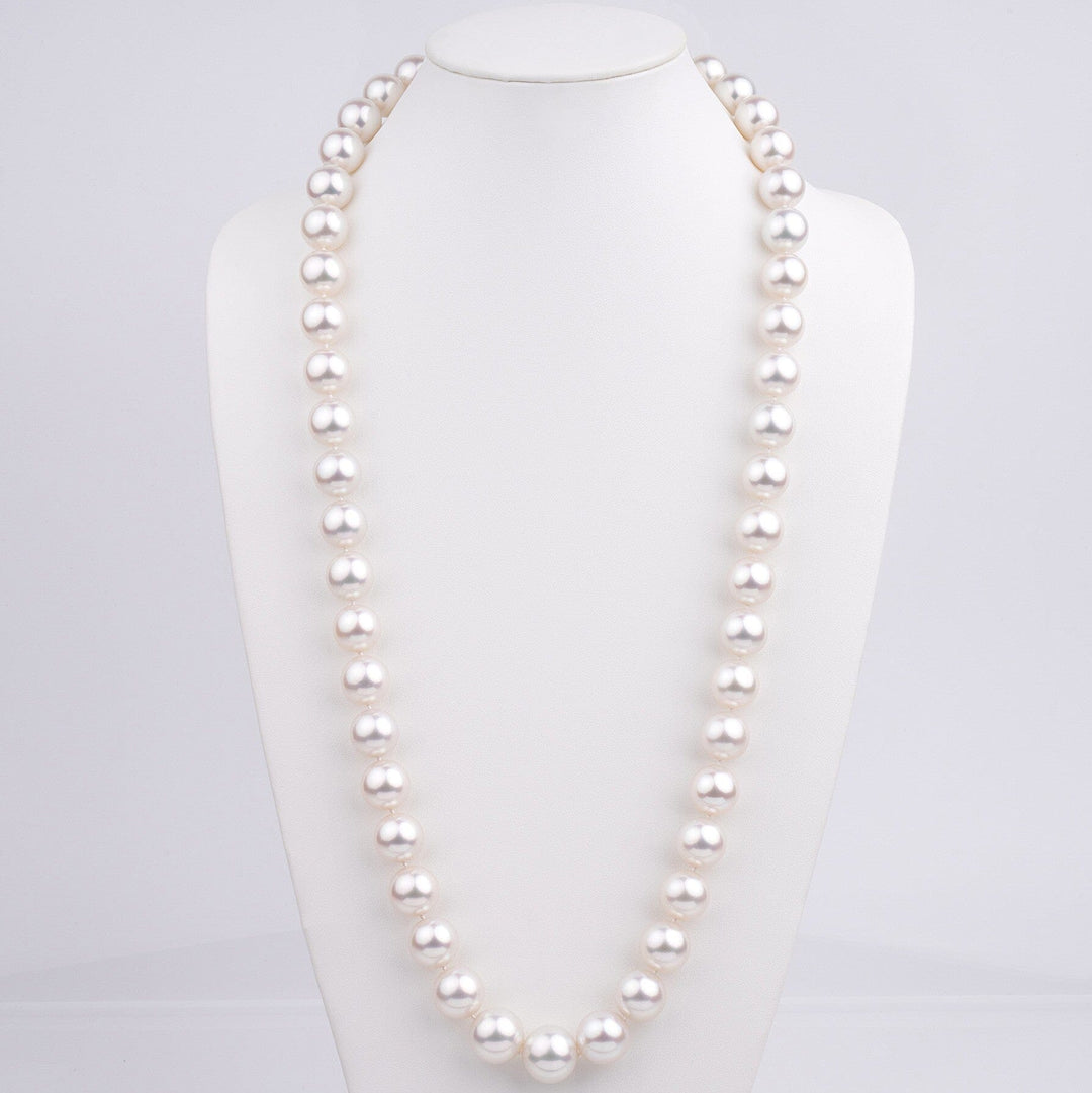 15.0-18.5mm Round White South Sea Pearl Necklace, 34.25 inches