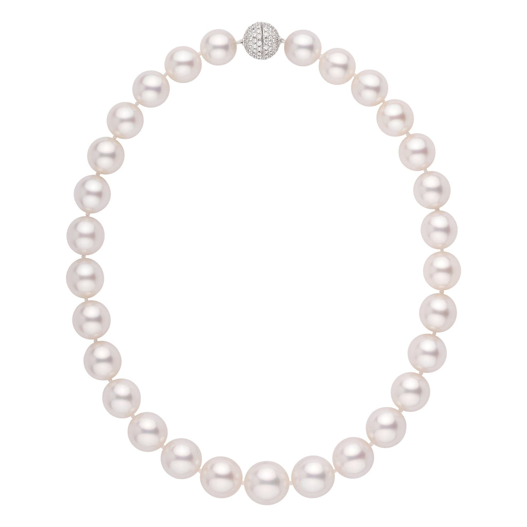 13.0-15.8 mm White South Sea Pearl Necklace diamond clasp