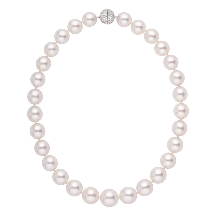 13.0-15.8 mm White South Sea Pearl Necklace diamond clasp