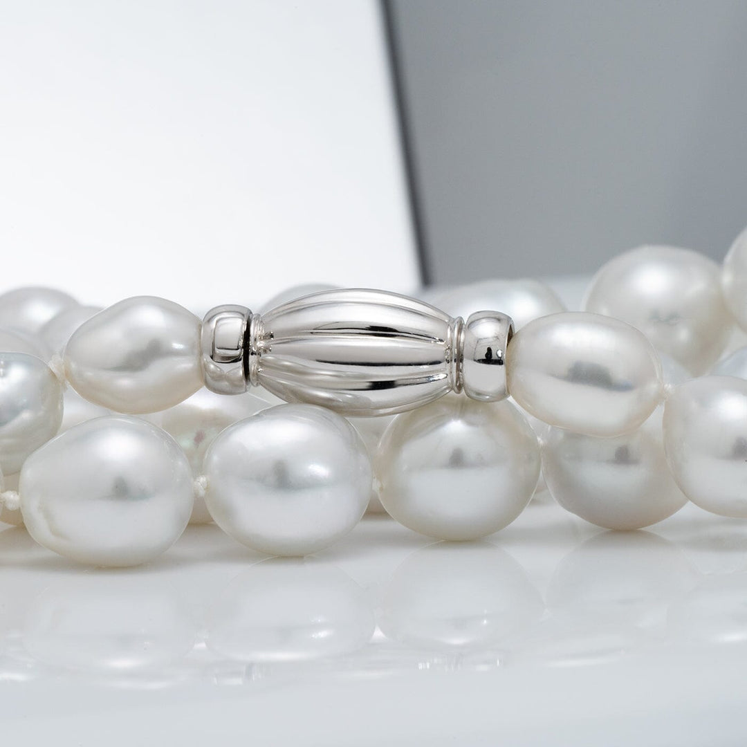 9.0–15.0 mm baroque South Sea pearl necklace with 18K white gold clasp