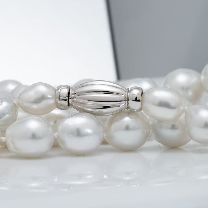 9.0–15.0 mm baroque South Sea pearl necklace with 18K white gold clasp