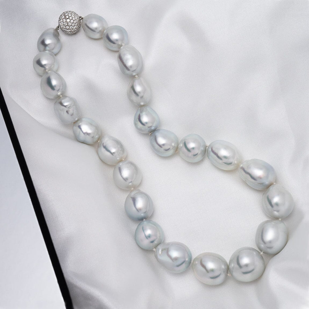 14.2–18.9 mm baroque South Sea pearl and diamond necklace