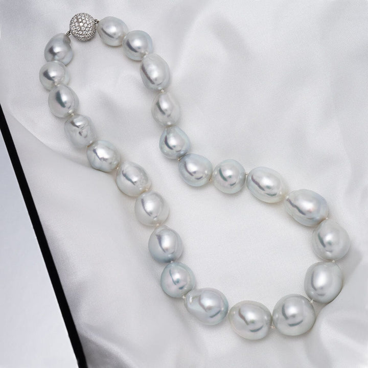 14.2–18.9 mm baroque South Sea pearl and diamond necklace
