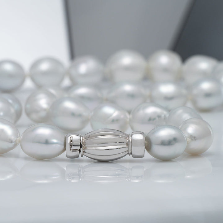9.1–12.9 mm baroque White South Sea pearl necklace with 18K White Gold