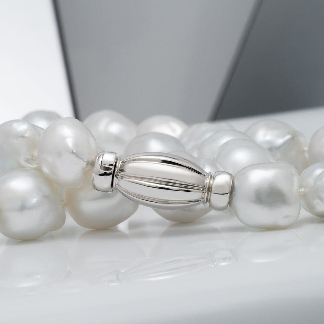 13.4–15.0 mm baroque South Sea pearl necklace with 18K White Gold Clasp