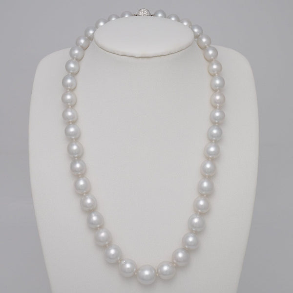 9.5-13.1 mm Semi Baroque White South Sea Pearl Necklace on bust