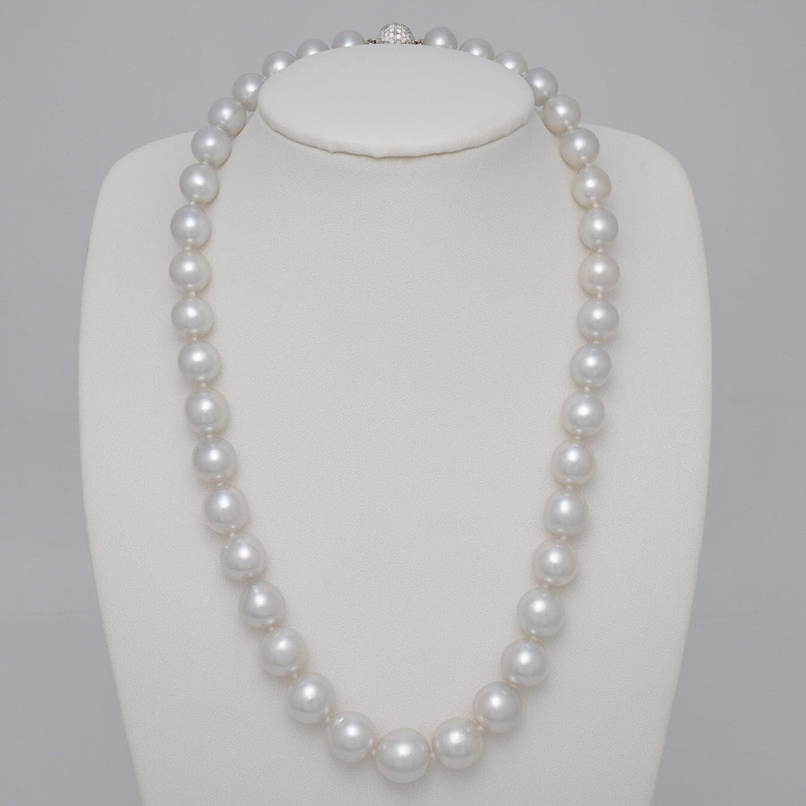 9.5-13.1 mm Semi Baroque White South Sea Pearl Necklace on bust