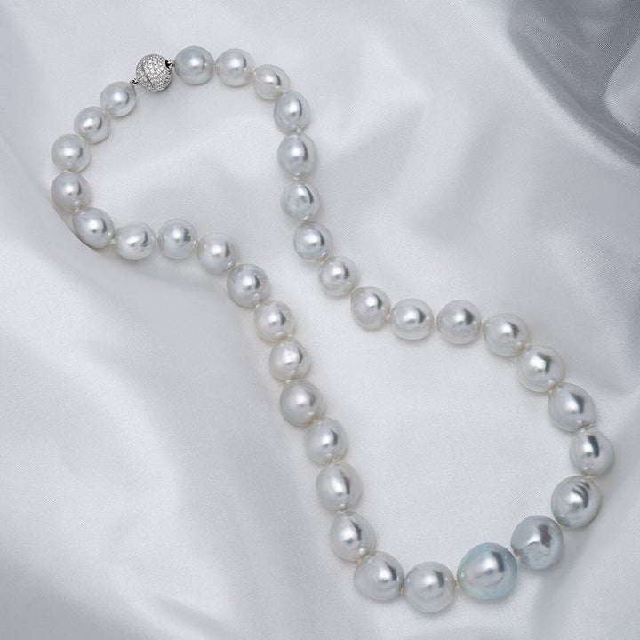 9.8–14.3 mm semi-baroque South Sea pearl and diamond necklace