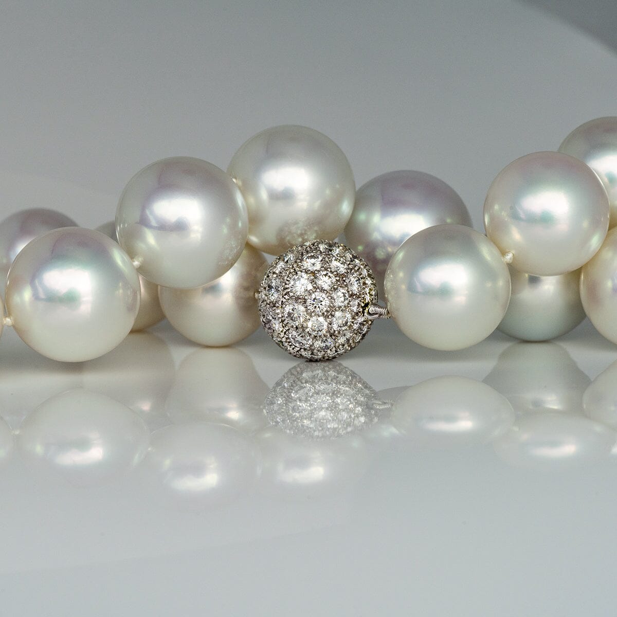 platinum and 18K white gold diamond ball clasp (72 diamonds, 6.44 ctw)