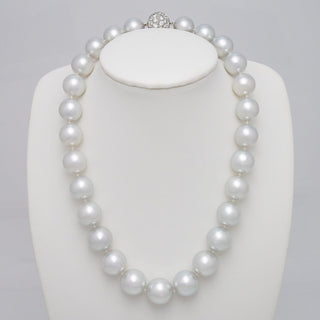 16.0–18.8 mm round White South Sea pearl and diamond necklace
on bust