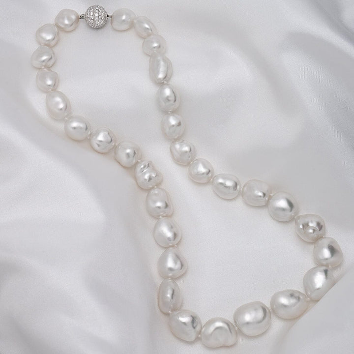 11.1–14.9 mm white South Sea keshi pearl and diamond necklace