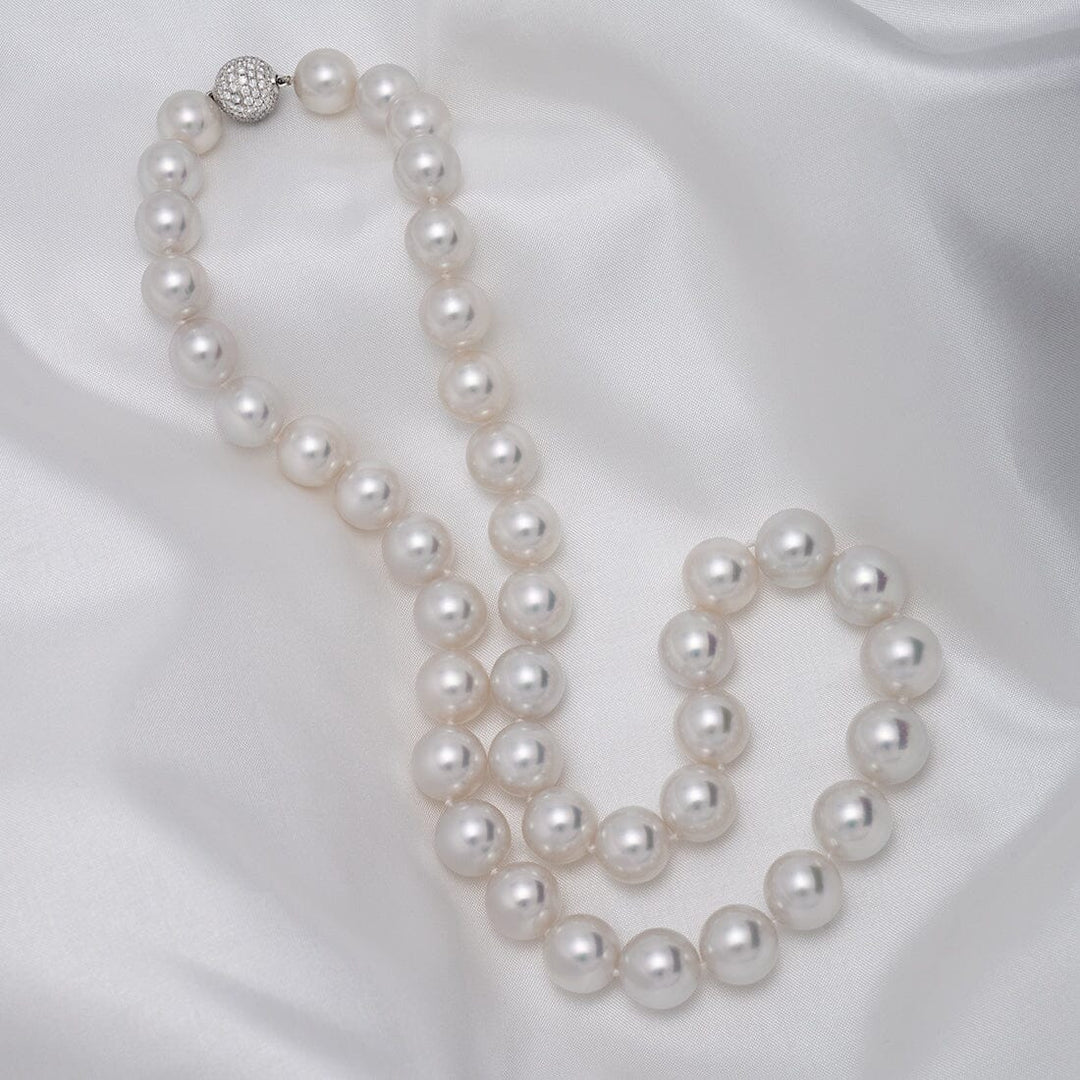 10.0–12.0 mm round South Sea pearl and diamond necklace