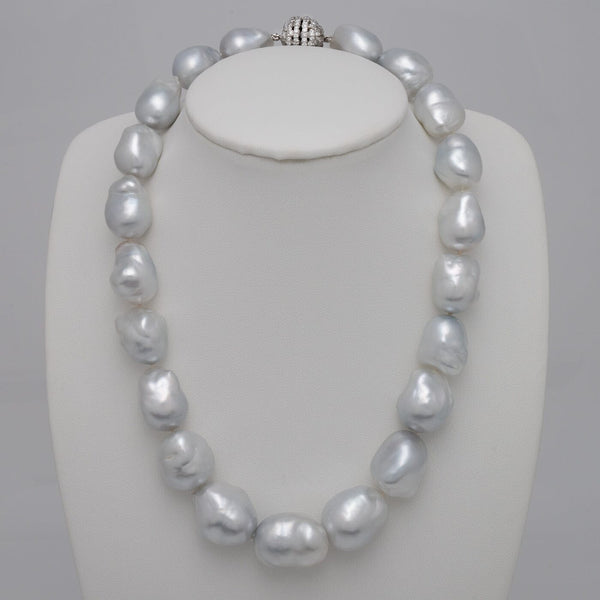 Baroque South Sea Cultured Pearl Necklace, 21 Pearls, 14.0 to 20.7 mm with an 18K WG Clasp