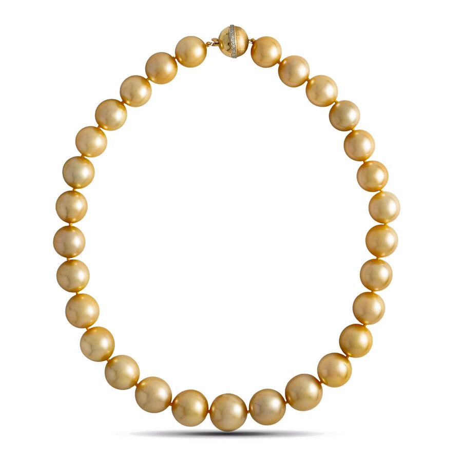 13.0-15.9 mm AAA Round Golden South Sea Pearl Necklace