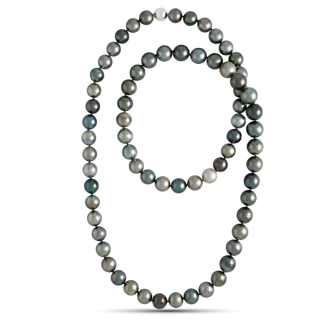 11.0-12.9 mm AAA Round Multicolor Tahitian Pearl Rope Necklace