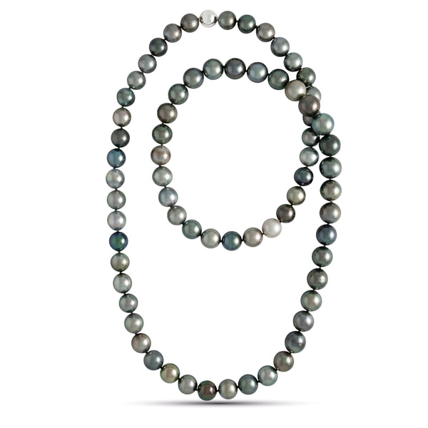 11.0-12.9 mm AAA Round Multicolor Tahitian Pearl Rope Necklace